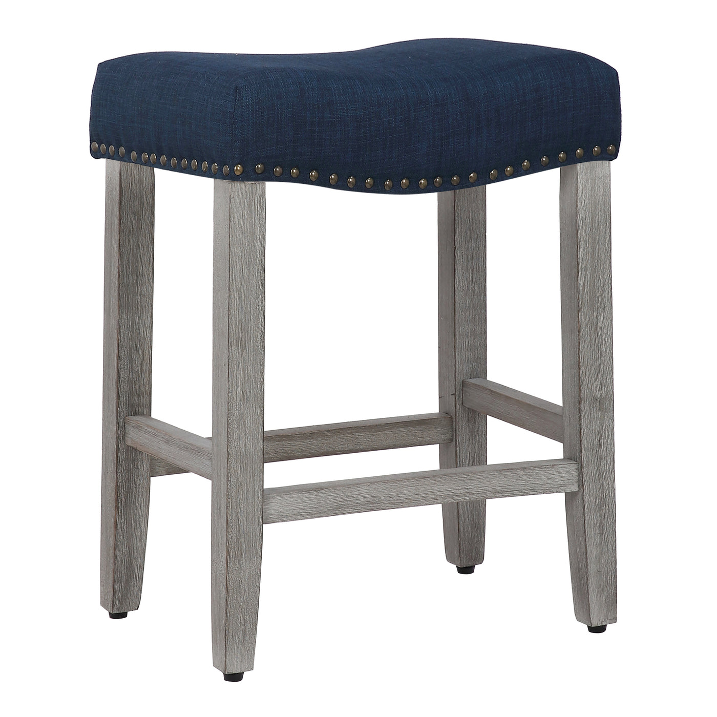 Lenox 24" Upholstered Saddle Seat Counter Stool, Antique Gray