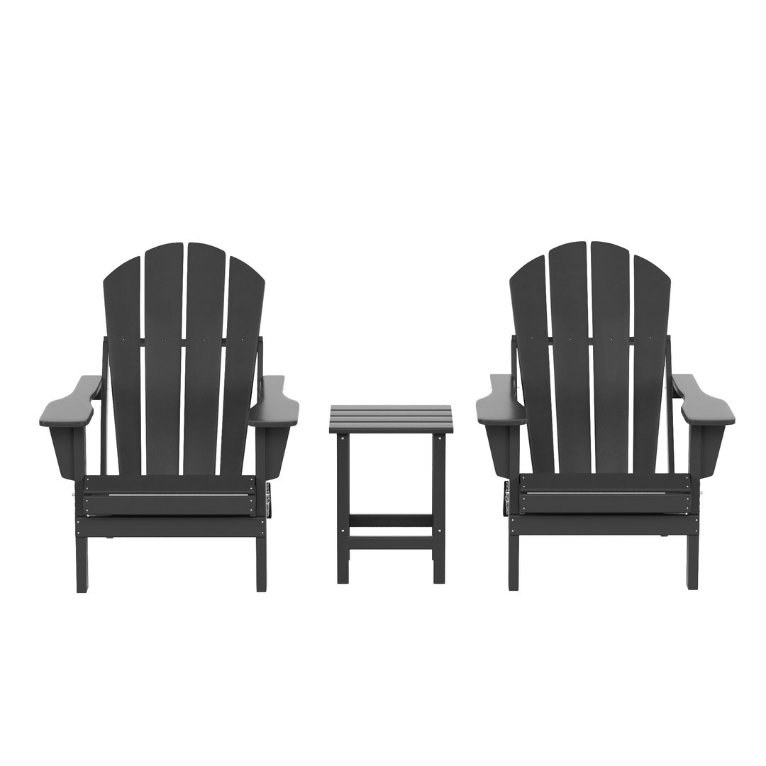 Malibu 3-Piece Set Outdoor Folding Adirondack Chairs with Side Table