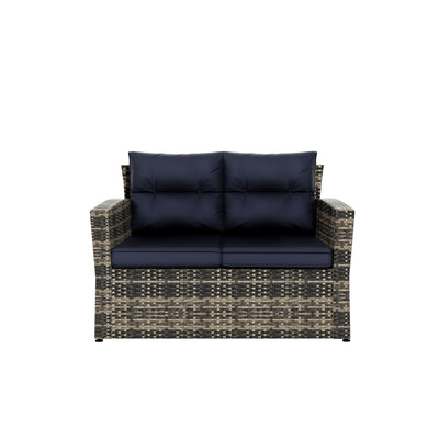 Helio 4-Piece Brown Wicker Conversation Sofa Set with Cushions