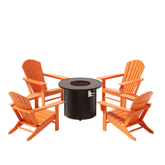 Dylan Outdoor Patio Adirondack Chair with Round Fire Pit Table Sets