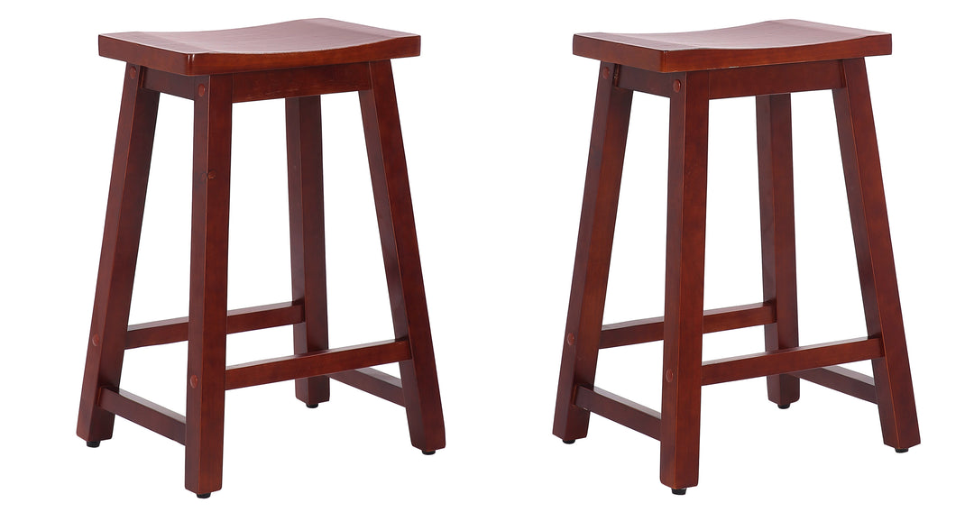 Reed 24" Solid Wood Saddle Counter Stool (Set of 2)