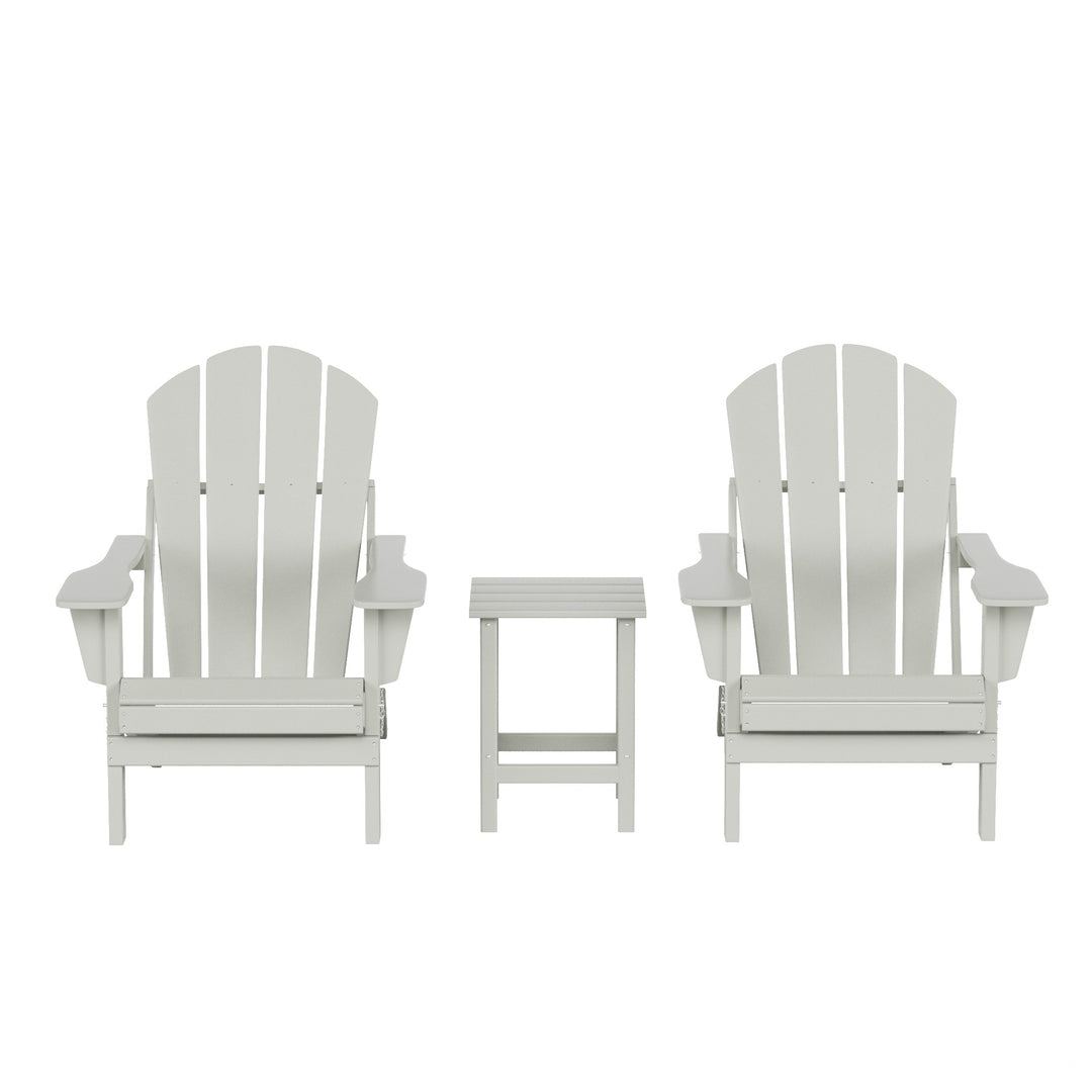 Malibu 3-Piece Set Outdoor Folding Adirondack Chairs with Side Table