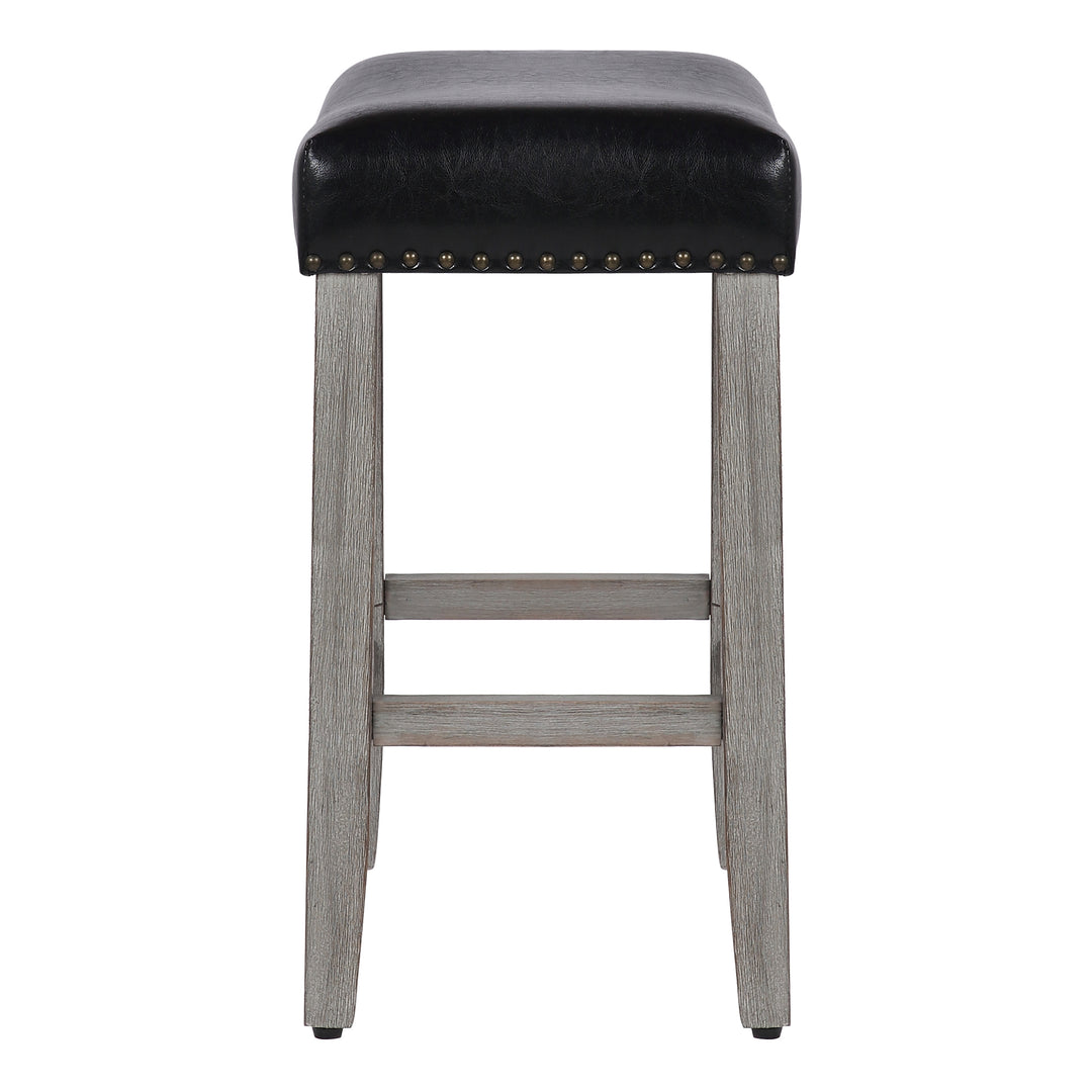 Lenox 24" Upholstered Saddle Seat Counter Stool, Antique Gray