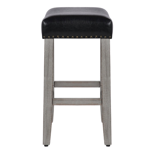 Lenox 24" Upholstered Saddle Seat Counter Stool, Antique Gray