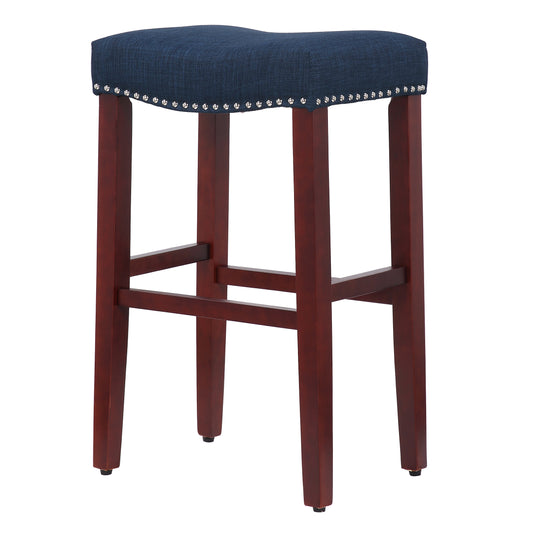 Lenox 29" Upholstered Saddle Seat Bar Stool (Set of 2), Cherry Red