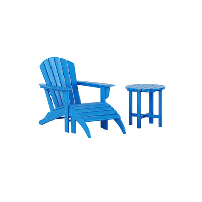 Dylan 3-Piece Outdoor Adirondack Chair with Ottoman Side Table Set