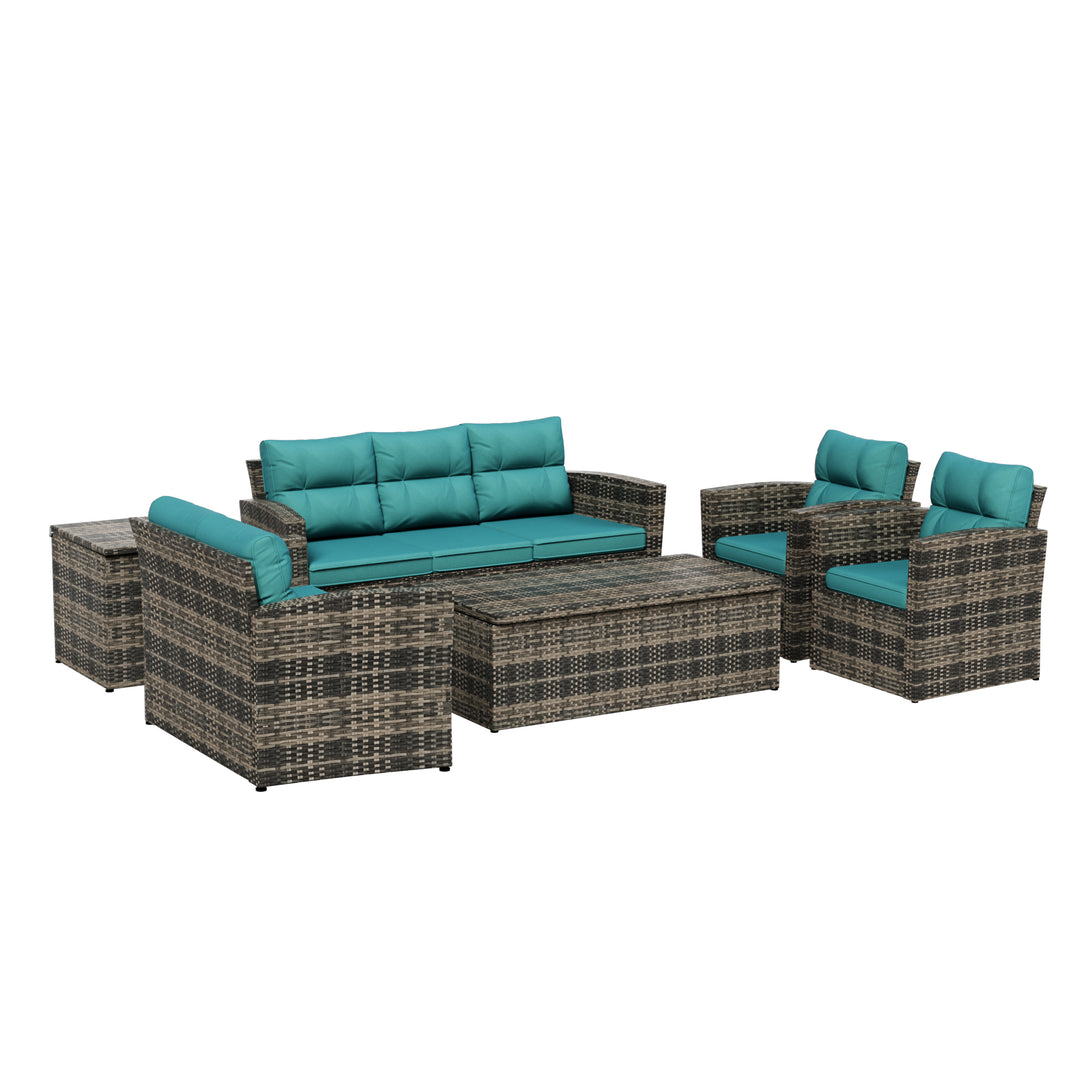 Helio 6-Piece Brown Wicker Outdoor Patio Conversation Sofa Set