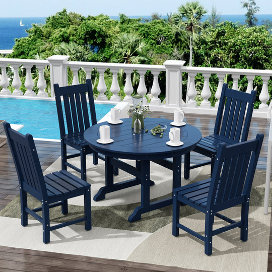 Malibu 5 Piece Outdoor Patio Dining Set Outdoor Round Table and Side Chair