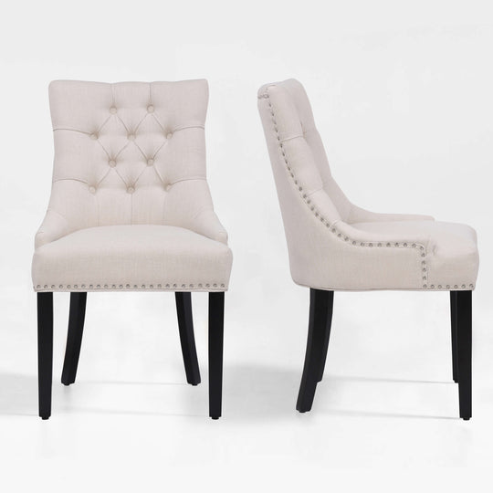 Hayes Upholstered Wingback Button Tufted Dining Chair (Set of 2)