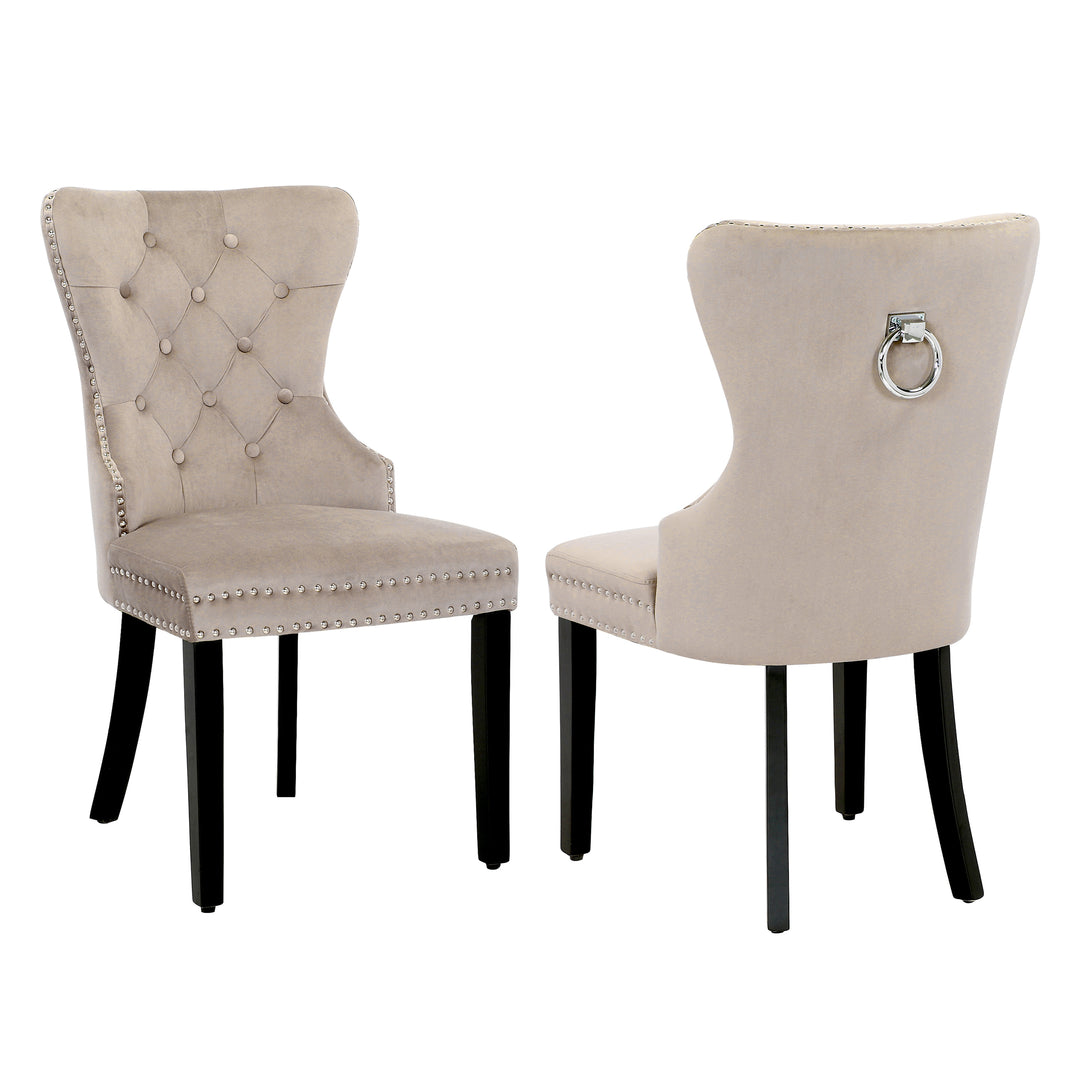 Wordford Velvet Upholstered Tufted Dining Chairs (Set of 2)