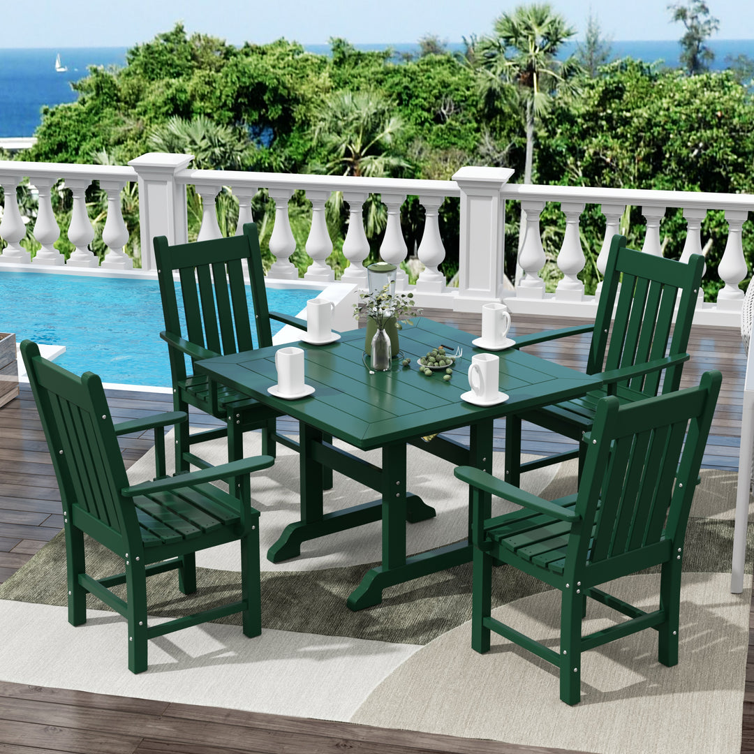 Malibu 5 Piece Outdoor Patio Dining Set Outdoor Square Table and Armchair