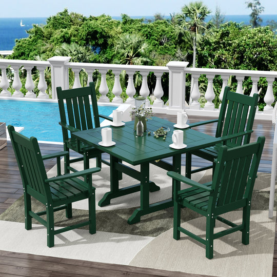 Malibu 5 Piece Outdoor Patio Dining Set Outdoor Square Table and Armchair