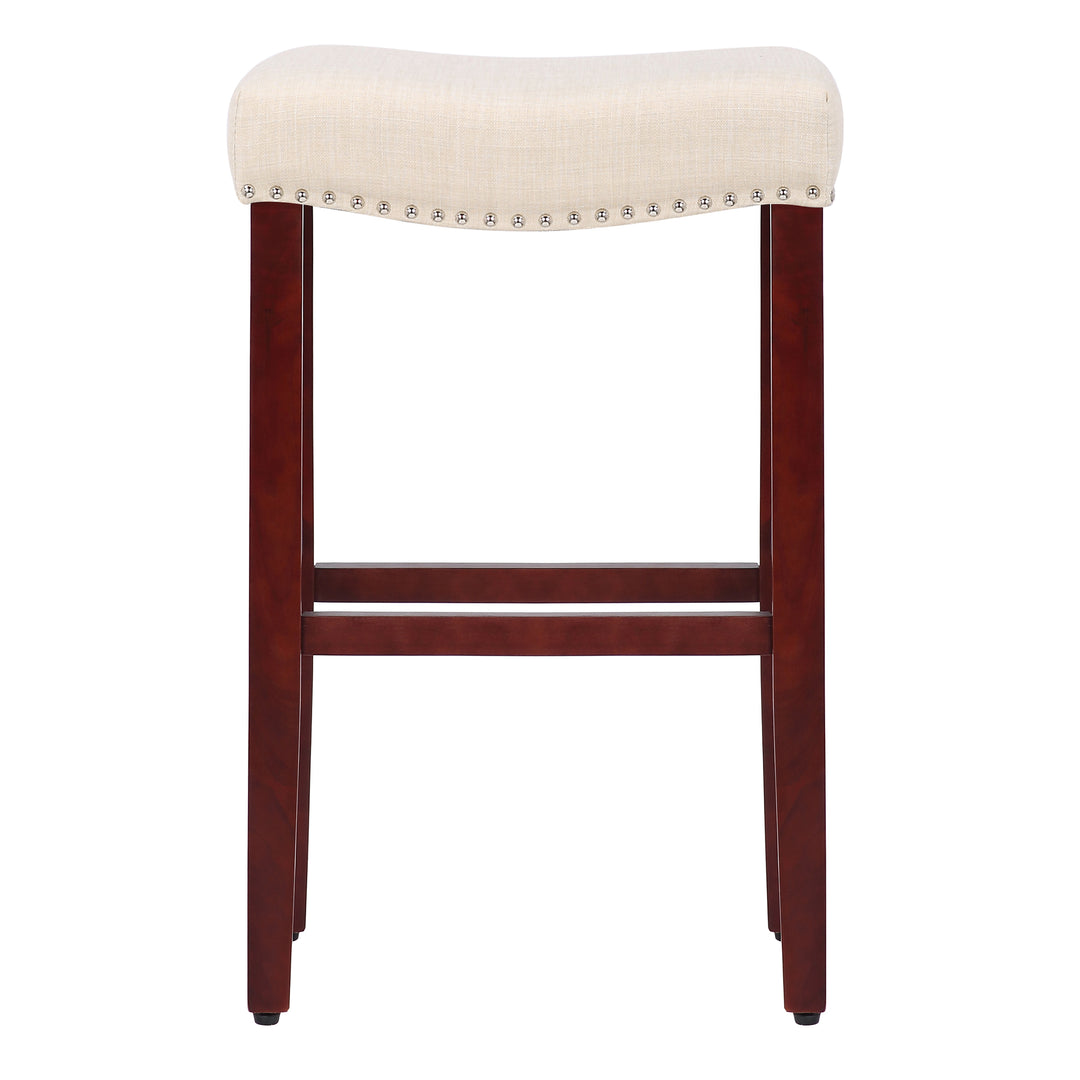 Lenox 29" Upholstered Saddle Seat Bar Stool, Cherry Red