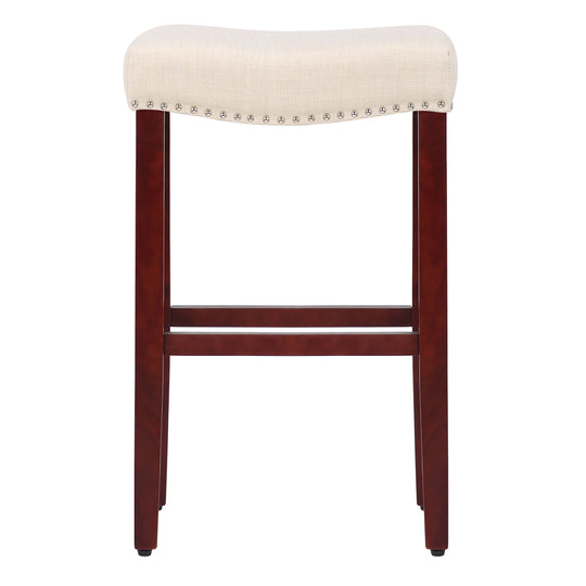 Lenox 29" Upholstered Saddle Seat Bar Stool, Cherry Red