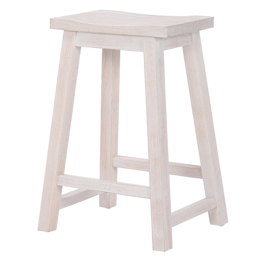 Reed 24" Solid Wood Saddle Counter Stool (Set of 2)