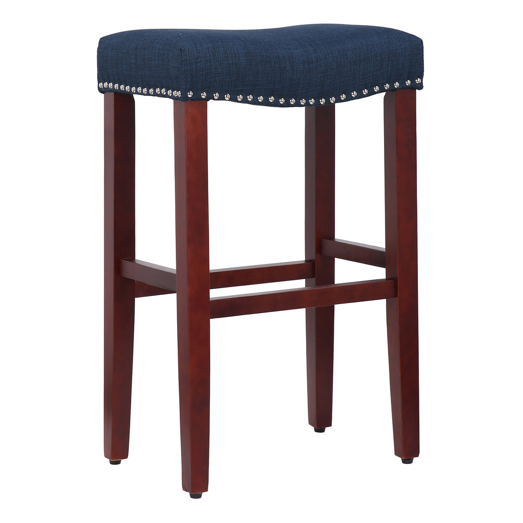 Lenox 29" Upholstered Saddle Seat Bar Stool, Cherry Red