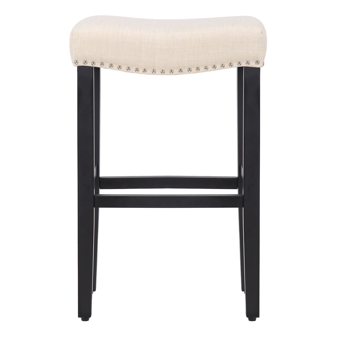 Lenox 29" Upholstered Saddle Seat Bar Stool (Set of 2), Black