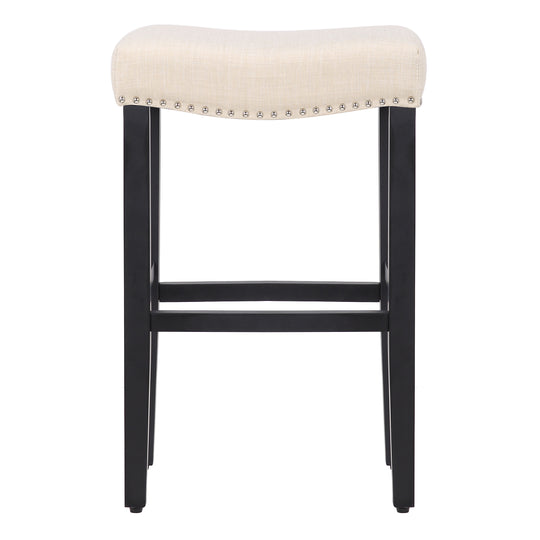 Lenox 29" Upholstered Saddle Seat Bar Stool (Set of 2), Black