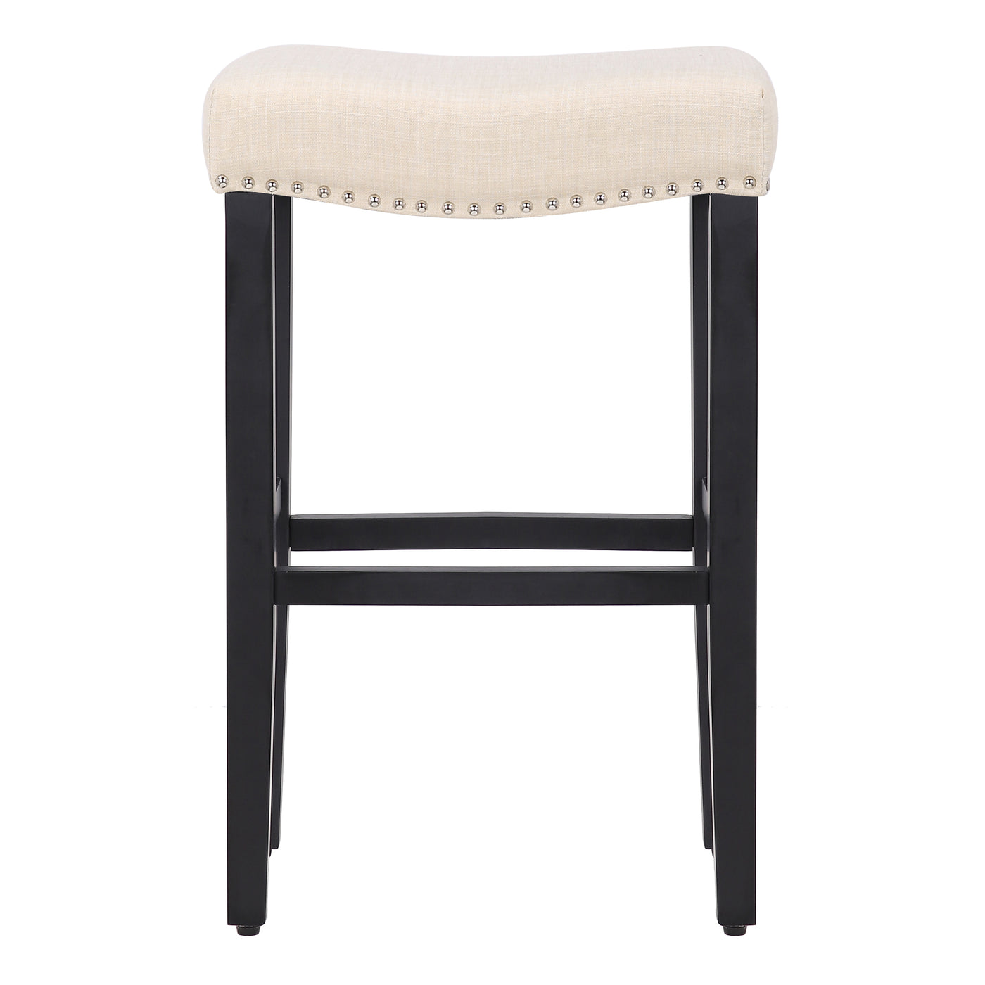 Lenox 29" Upholstered Saddle Seat Bar Stool (Set of 2), Black
