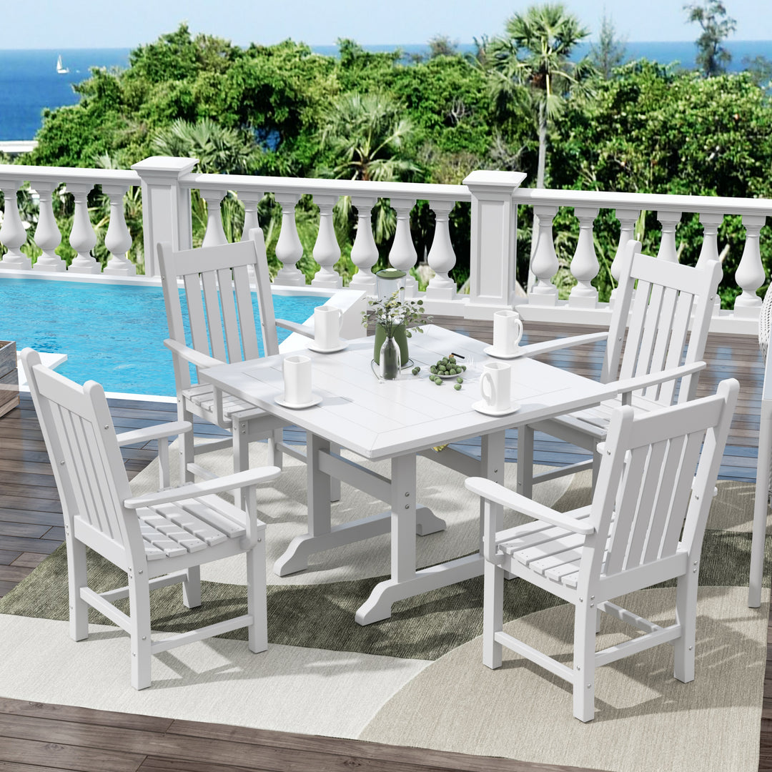 Malibu 5 Piece Outdoor Patio Dining Set Outdoor Square Table and Armchair