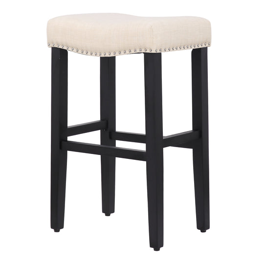 Lenox 29" Upholstered Saddle Seat Bar Stool (Set of 2), Black