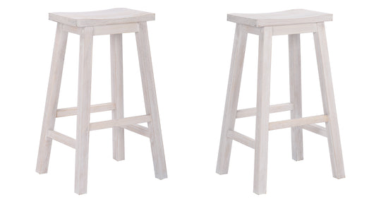 Reed 29" Solid Wood Saddle Bar Stool (Set of 2)