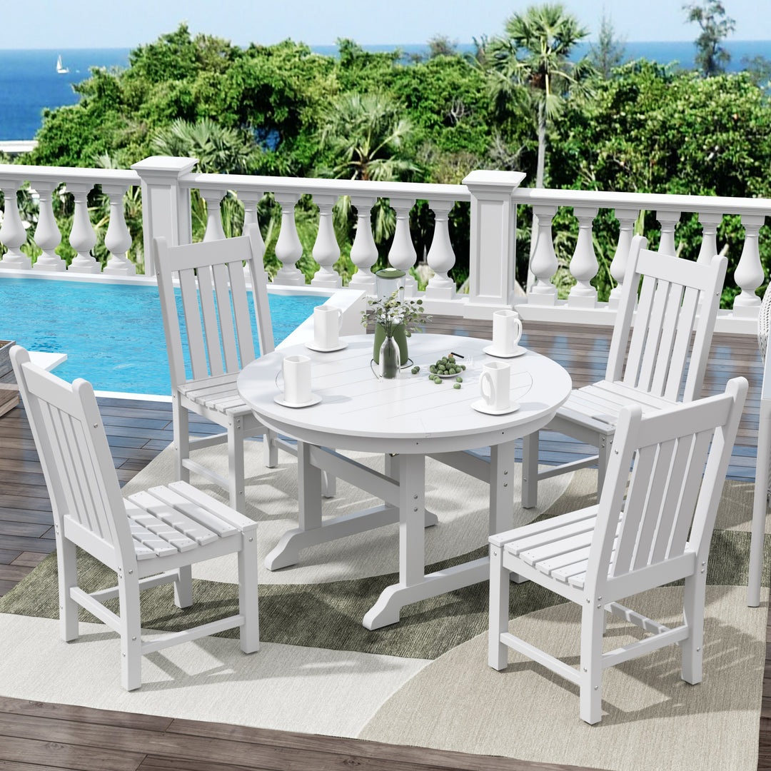 Malibu 5 Piece Outdoor Patio Dining Set Outdoor Round Table and Side Chair