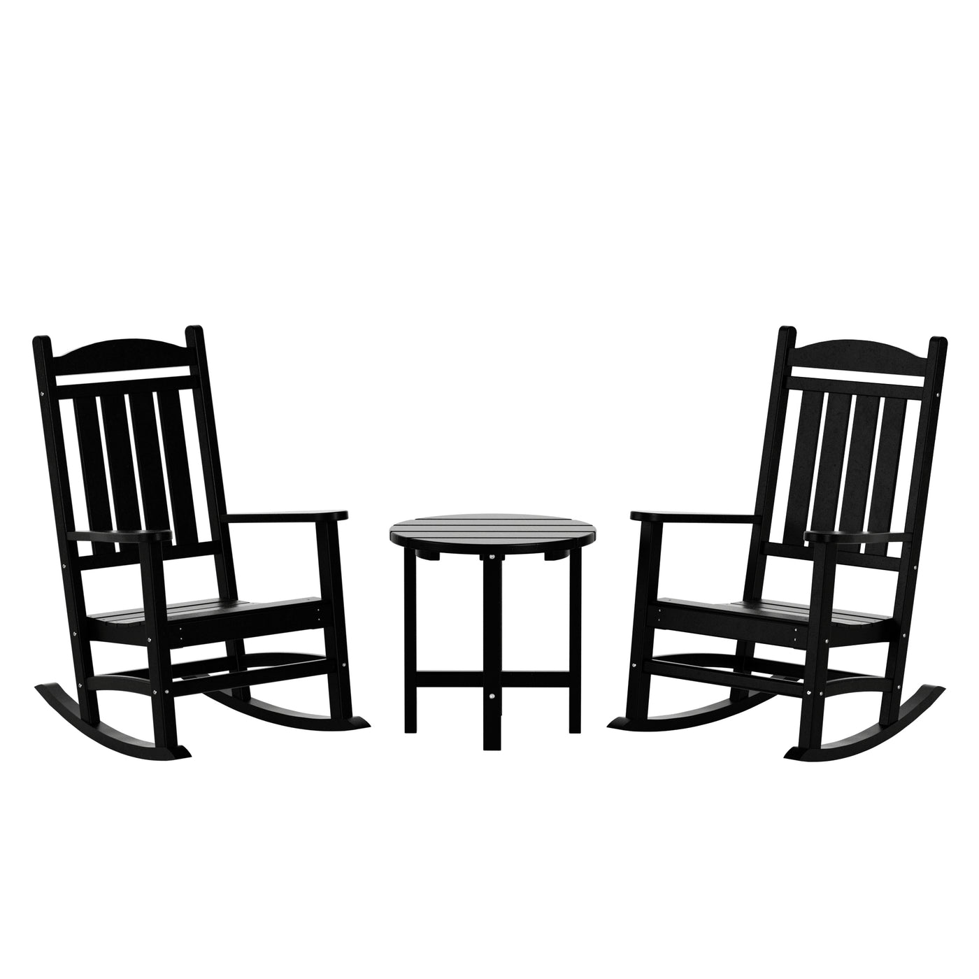 Malibu 3-Piece Outdoor Patio Porch Rocking Chair with Side Table Set