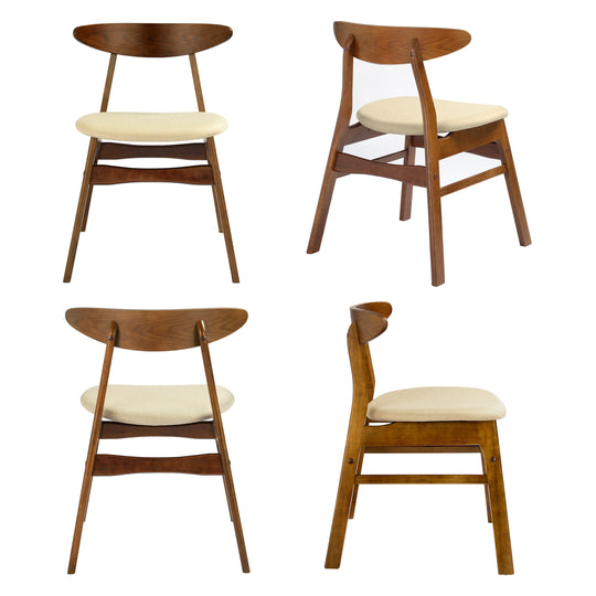 Lalia Mid Century Modern Solid Wood Upholstered Dining Side Chair (Set of 4)