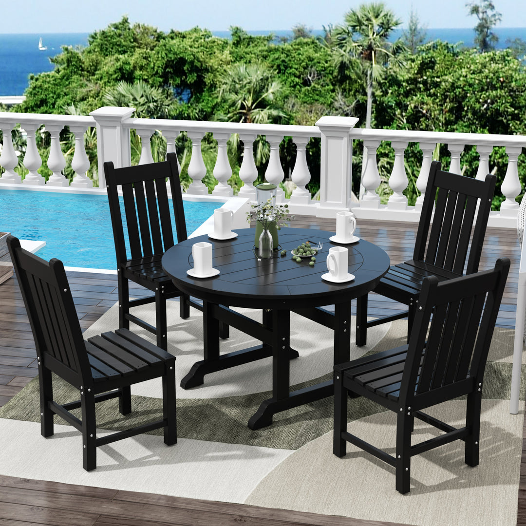 Malibu 5 Piece Outdoor Patio Dining Set Outdoor Round Table and Side Chair