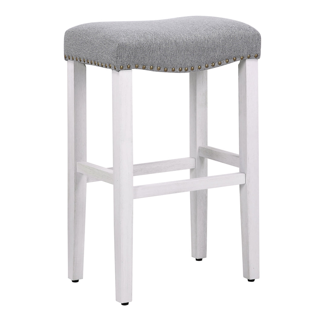 Lenox 29" Upholstered Saddle Seat Bar Stool (Set of 2), Antique White