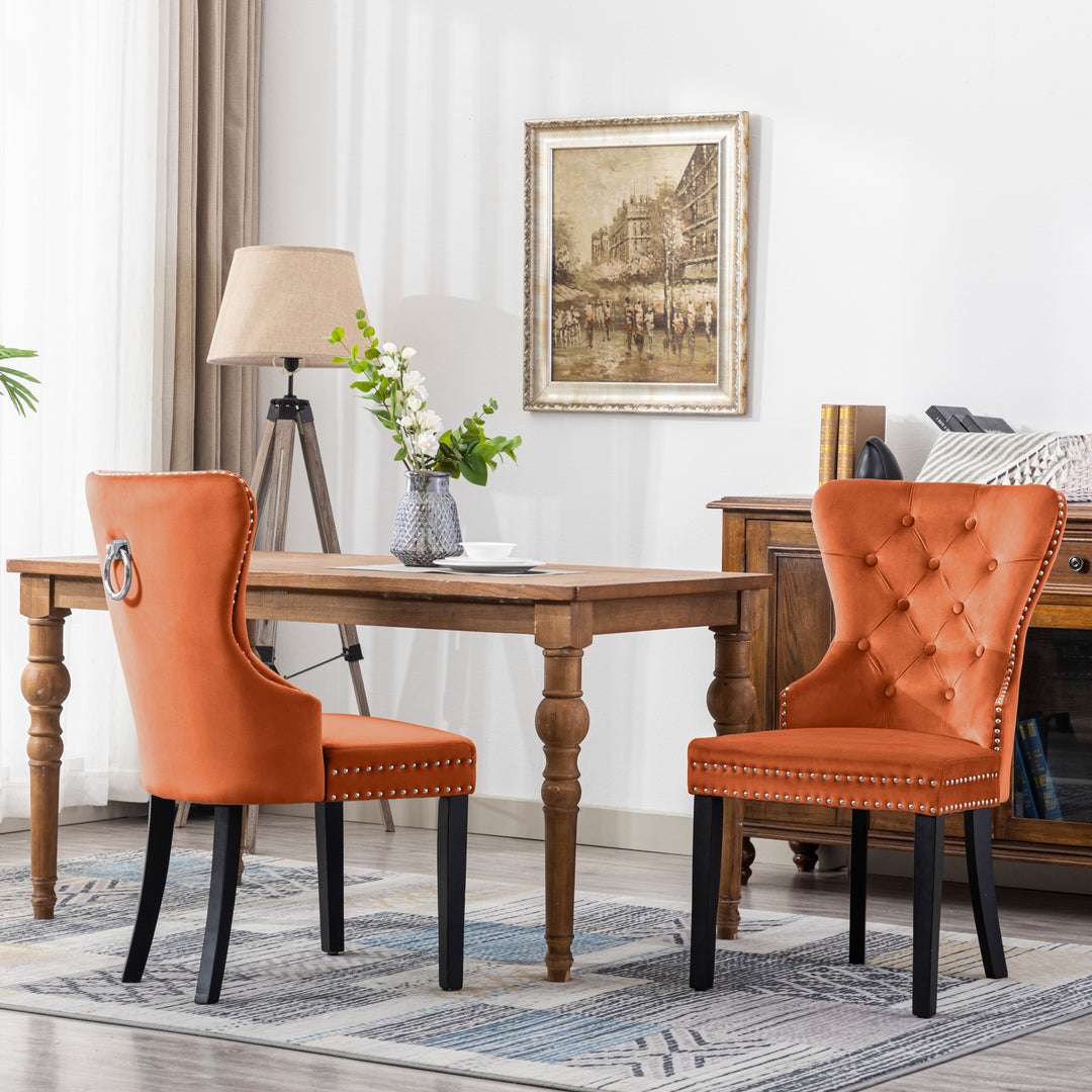 Wordford Velvet Upholstered Tufted Dining Chairs (Set of 2)