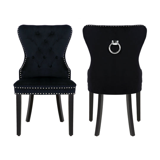 Wordford Velvet Upholstered Tufted Dining Chairs (Set of 2)