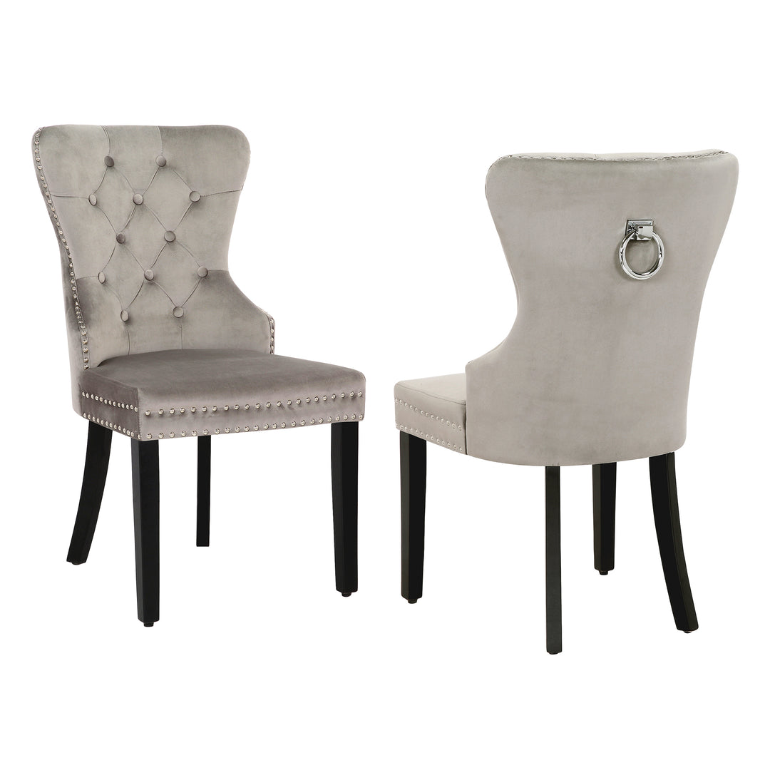 Wordford Velvet Upholstered Tufted Dining Chairs (Set of 2)