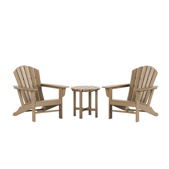 Dylan 3-Piece Outdoor Adirondack Chair with Side Table Set