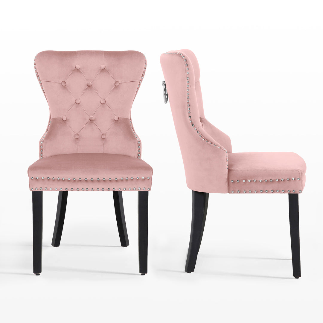 Wordford Velvet Upholstered Tufted Dining Chairs (Set of 2)