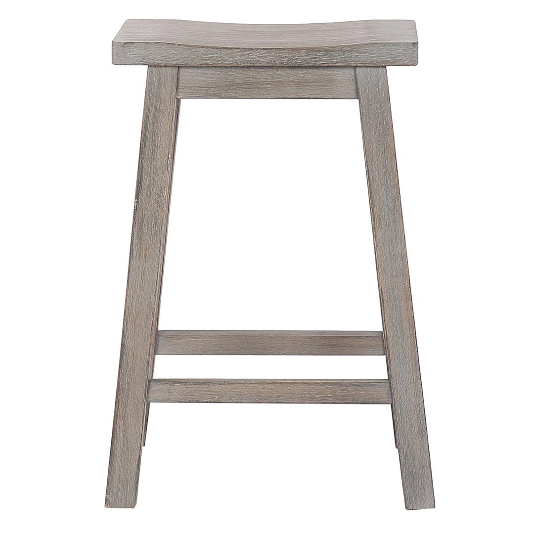 Reed 24" Solid Wood Saddle Counter Stool (Set of 2)