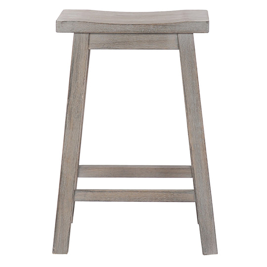 Reed 24" Solid Wood Saddle Counter Stool (Set of 2)