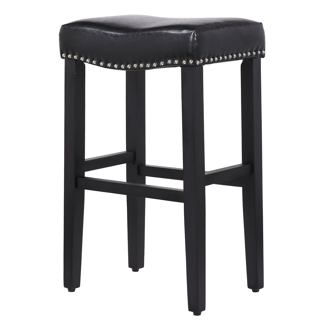 Lenox 29" Upholstered Saddle Seat Bar Stool (Set of 2), Black