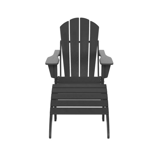 Malibu 2-Piece Classic Folding Adirondack Chair with Ottoman Set