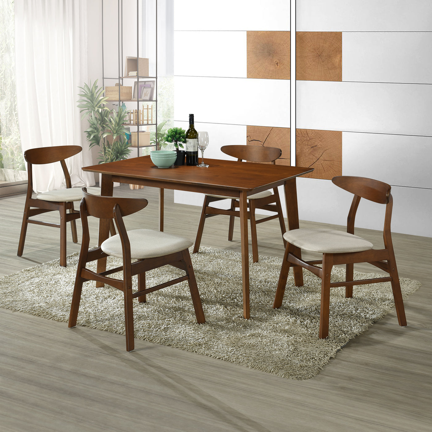 Lalia Mid Century Modern Solid Wood Upholstered Dining Side Chair (Set of 4)