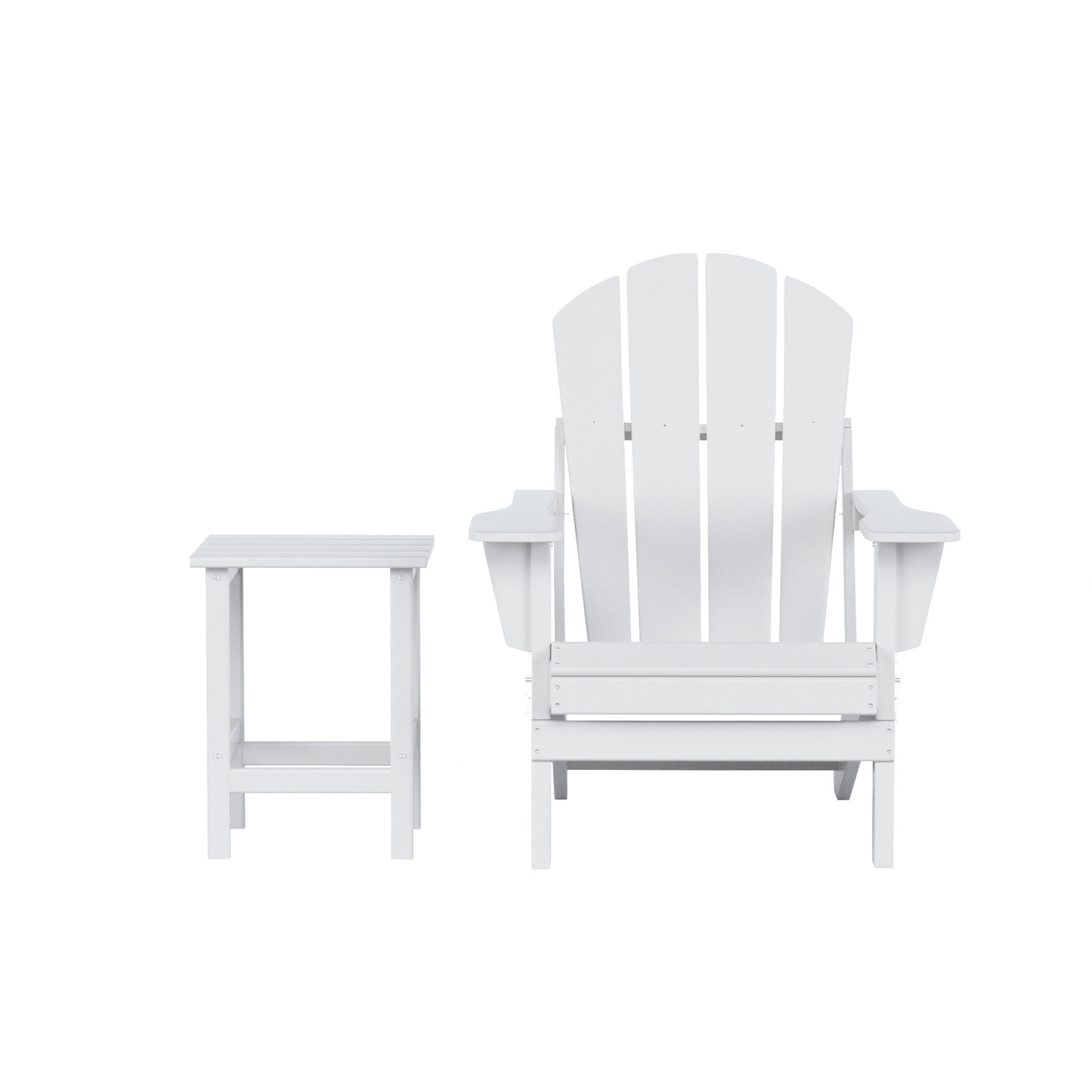 Malibu Outdoor Folding Poly Adirondack Chair with Side Table Set