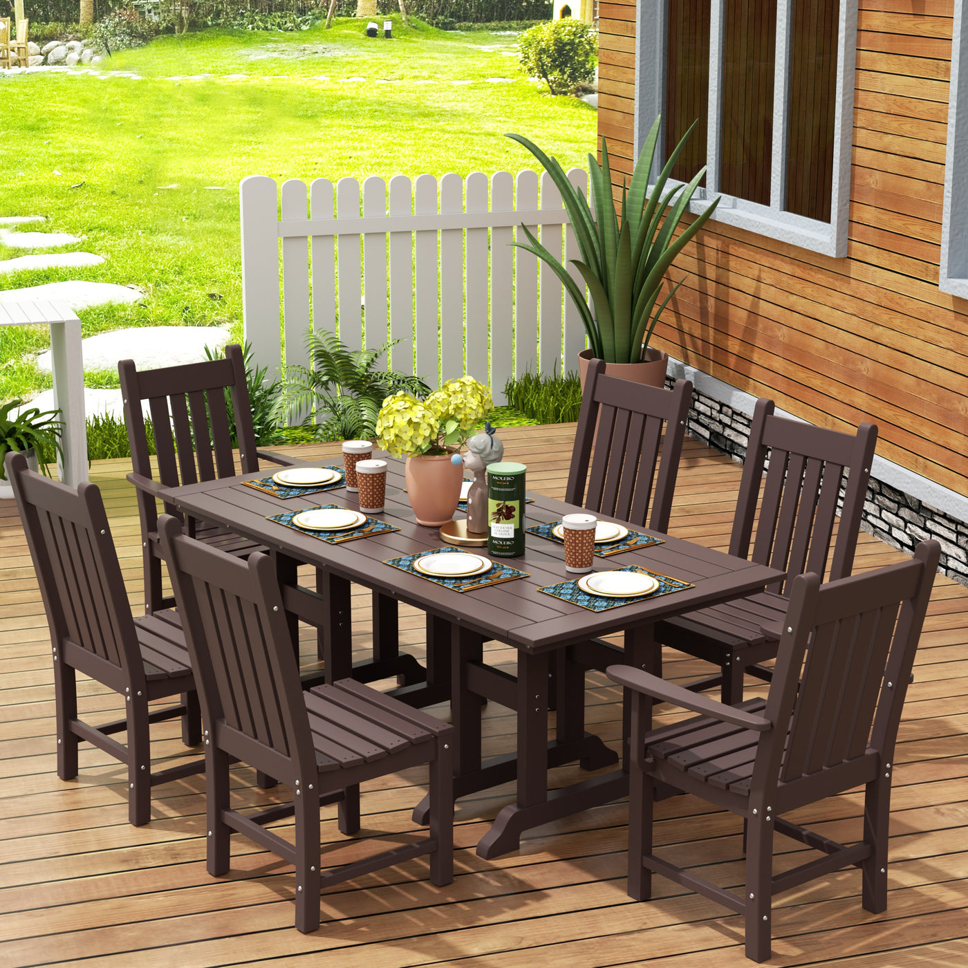Malibu 7 Piece Outdoor Patio Dining Set Outdoor Dining Table with Dining Chair