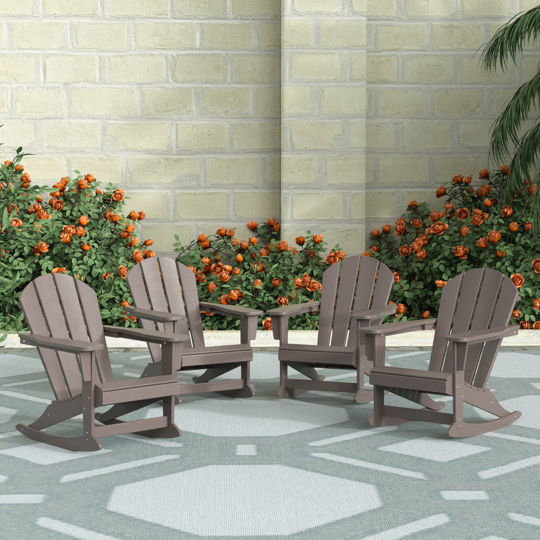 Malibu Outdoor Patio Porch Rocking Adirondack Chair (Set of 4)