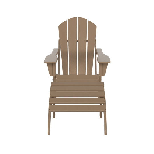 Malibu 2-Piece Classic Folding Adirondack Chair with Ottoman Set