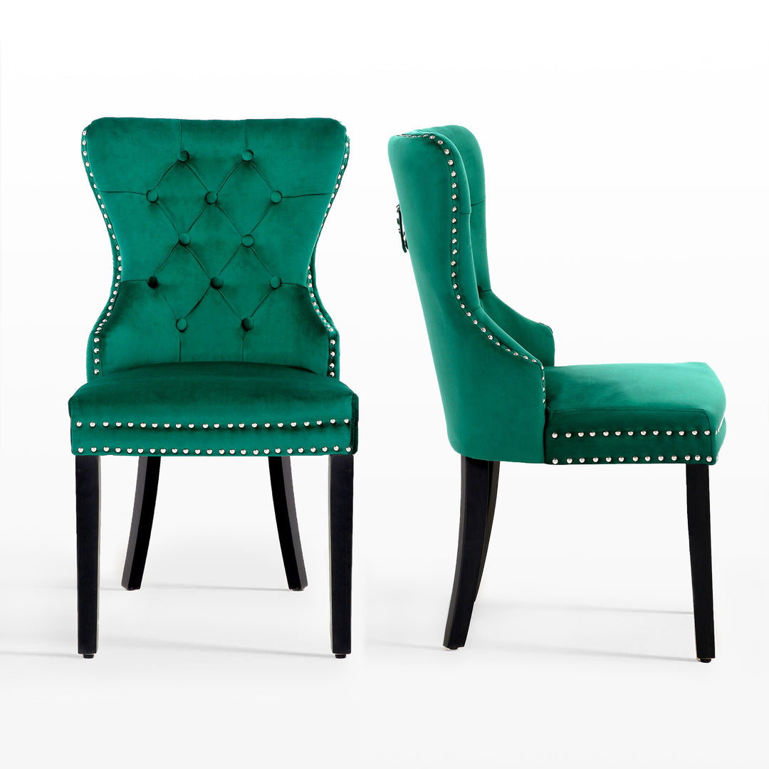 Wordford Velvet Upholstered Tufted Dining Chairs (Set of 2)