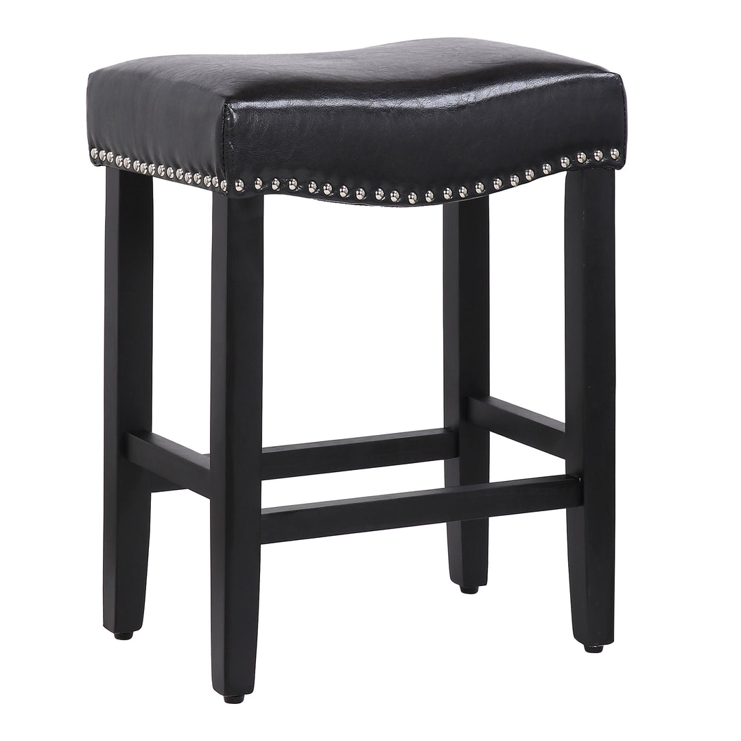 Lenox 24" Upholstered Saddle Seat Counter Stool, Black