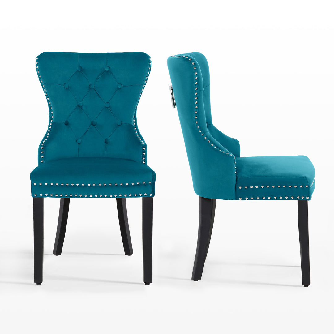 Wordford Velvet Upholstered Tufted Dining Chairs (Set of 2)