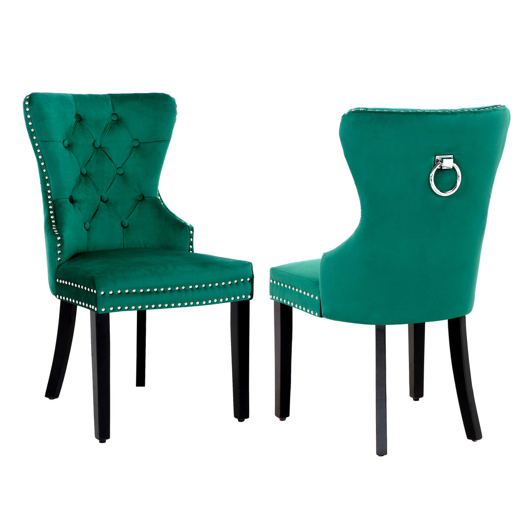 Wordford Velvet Upholstered Tufted Dining Chairs (Set of 2)