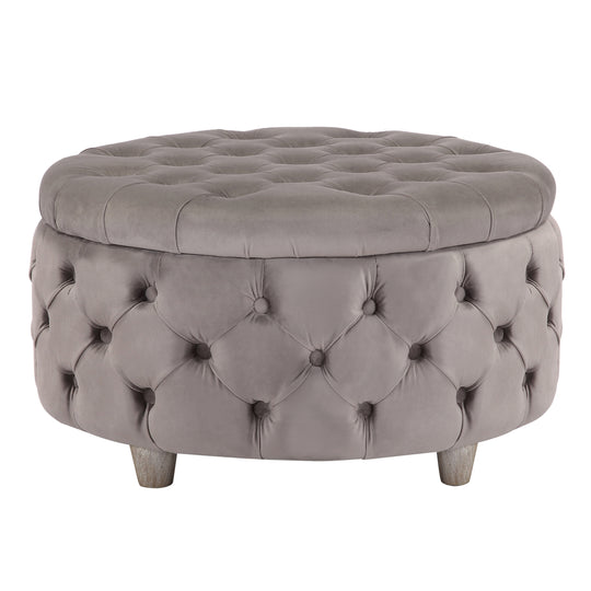 Wordford Round Velvet Tufted Storage Ottoman